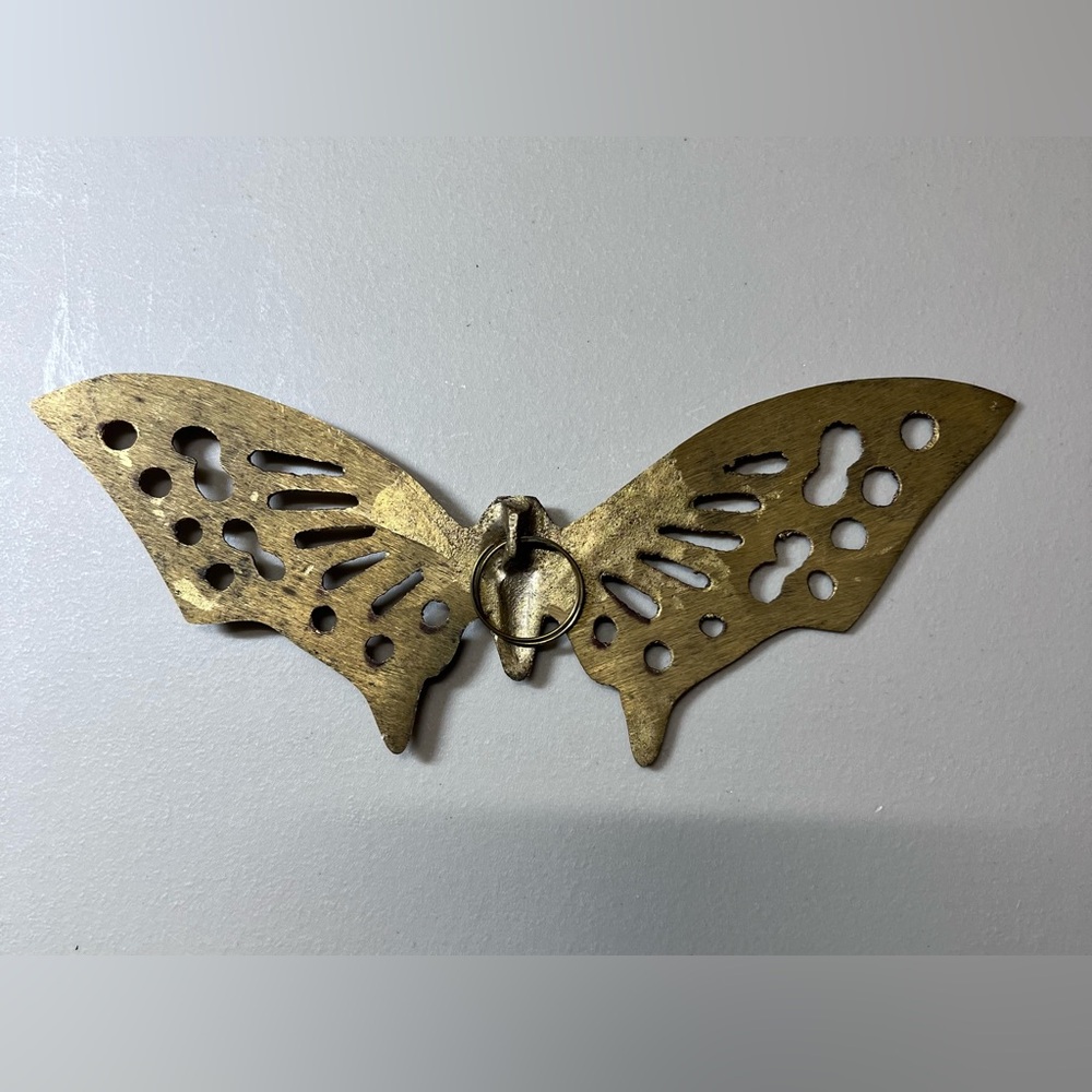 Vtg MCM Brass Butterfly Wall Hanging Decor Mid Century Modern Boho 8” - Picture 2 of 8